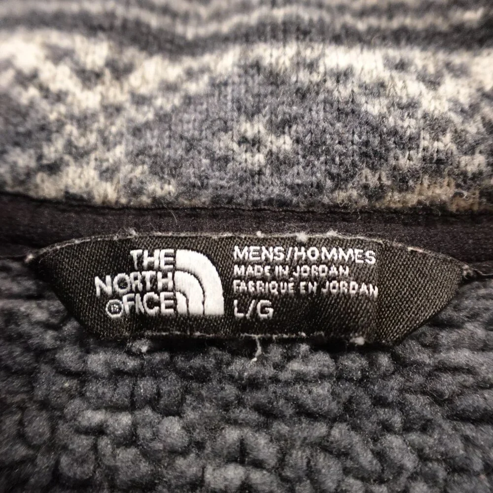 The North‎ Face Fair Isle Pattern Fleece Pullover Men's Size Large Black Gray